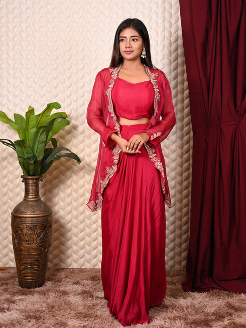 Indo-western set with cut work